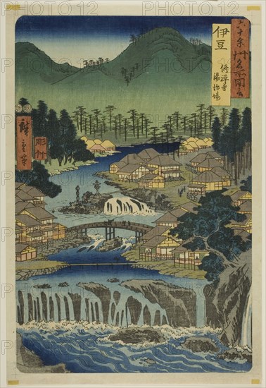 Izu Province: Hot Springs of the Shuzen Temple (Izu, Shuzenji tojiba), from the series Famous Places in the Sixty-odd Provinces (Rokujuyoshu meisho zue), 1853, Utagawa Hiroshige ?? ??, Japanese, 1797–1858, Japan, Color woodblock print, oban