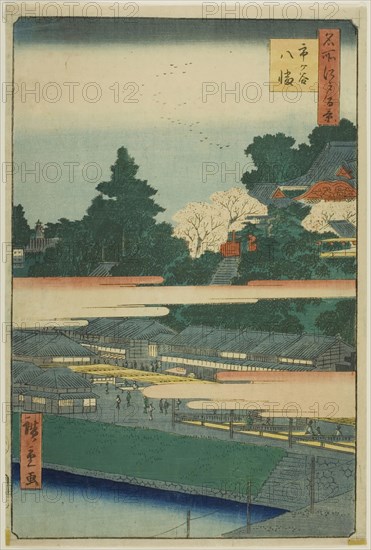 Ichigaya Hachiman Shrine (Ichigaya Hachiman), from the series One Hundred Famous Views of Edo (Meisho Edo hyakkei), 1858, Utagawa Hiroshige ?? ??, Japanese, 1797–1858, Japan, Color woodblock print, oban