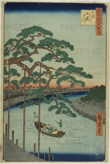 The Five Pines on the Onagi River (Onagigawa Gohonmatsu), from the series One Hundred Famous Views of Edo (Meisho Edo hyakkei), 1856, Utagawa Hiroshige ?? ??, Japanese, 1797–1858, Japan, Color woodblock print, oban