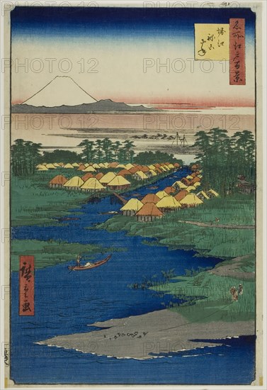 Horie and Nekozane, from the series One Hundred Famous Views of Edo (Meisho Edo hyakkei), 1856, Utagawa Hiroshige ?? ??, Japanese, 1797–1858, Japan, Color woodblock print, oban