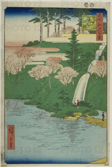 Chiyogaike Pond, Meguro (Meguro Chiyogaike), from the series One Hundred Famous Views of Edo (Meisho Edo hyakkei), 1856, Utagawa Hiroshige ?? ??, Japanese, 1797–1858, Japan, Color woodblock print, oban