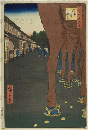 Naito Shinjuku at Yotsuya (Yotsuya Naito Shinjuku), from the series One Hundred Famous Views of Edo (Meisho Edo hyakkei), 1857, Utagawa Hiroshige ?? ??, Japanese, 1797–1858, Japan, Color woodblock print, oban