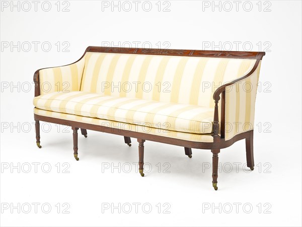 Sofa, 1814/17, Workshop of Michael Allison, American, 1773–1855, New York, New York, Mahogany with maple secondary woods, 91.4 × 202.6 × 81.3 cm (36 × 79 3/4 × 32 in.)