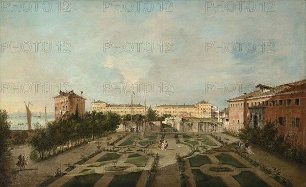 The Garden of Palazzo Contarini dal Zaffo, late 1770s, Francesco Guardi, Italian, 1712–1793, Italy, Oil on canvas, 48 × 78 cm (19 × 30 5/8 in.)