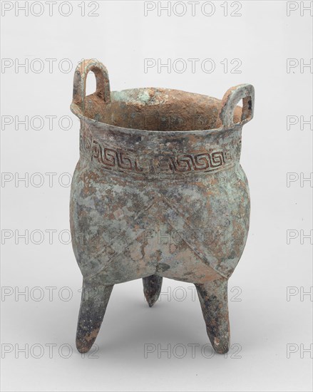 Tripod Food Container (Li), Shang dynasty, Erligang period (c. 1500–1400 B.C.), China, Bronze, H. 19.8 cm (7 13/16 in.), diam. 12.8 cm (5 1/16 in.)