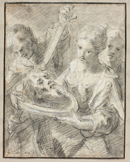 Salomé, 1605/10, Hans von Aachen, German, c. 1552-1615, Germany, Black chalk and brush and gray wash, heightened with touches of white gouache, over traces of charcoal, on cream laid paper, 189 x 148 mm