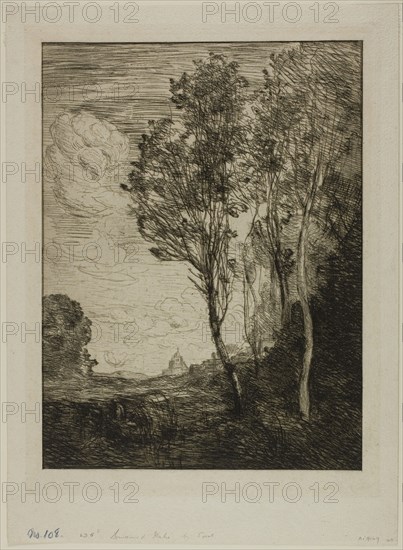 Souvenir of Italy, 1862, Jean-Baptiste-Camille Corot, French, 1796-1875, France, Etching on cream laid paper, 293 × 220 mm (image), 370 × 270 mm (sheet)