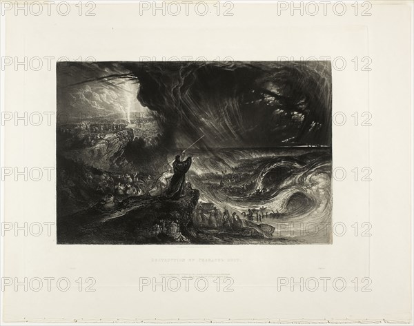 Destruction of the Pharoah’s Host, from Illustrations of the Bible, 1833, John Martin, English, 1789-1854, England, Mezzotint in black on ivory wove paper, 190 × 290 mm (image), 268 × 357 mm (plate), 329 × 416 mm (sheet)