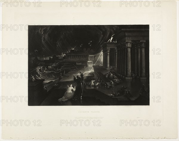 Seventh Plague, from Illustrations of the Bible, 1833, John Martin, English, 1789-1854, England, Mezzotint in black on ivory wove paper, 190 × 290 mm (image), 268 × 357 mm (plate), 329 × 416 mm (sheet)