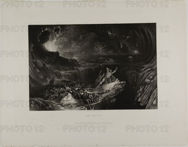 The Deluge, from Illustrations of the Bible, 1831, John Martin, English, 1789-1854, England, Mezzotint in black on ivory wove paper, 190 × 290 mm (image), 268 × 357 mm (plate), 329 × 416 mm (sheet)