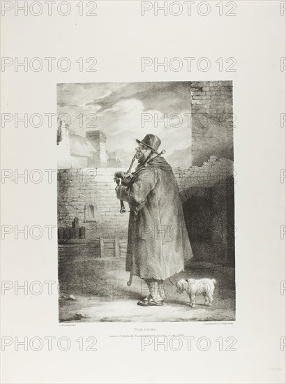 The Piper, plate 1 from Various Subjects Drawn from Life on Stone, 1821, Jean Louis André Théodore Géricault (French, 1791-1824), printed by Charles Joseph Hullmandel (German and English, 1789-1850), published by Rodwell and Martin, France, Lithograph in black on ivory wove paper, 314 × 233 mm (image): 496 × 374 mm (sheet)