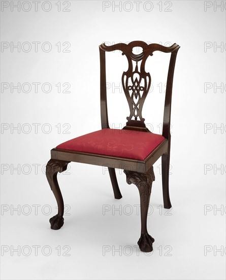 Side Chair, 1760/85, American, 18th century, Boston, Boston, Mahogany with oak and maple, 93.3 × 54.6 × 44.8 cm (36 3/4 × 21 1/2 × 17 5/8 in.)