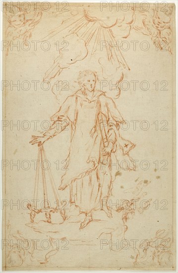Saint in Glory, n.d., Unknown artist, Italian, 18th century, Italy, Red chalk on buff laid paper, 335 x 205 mm