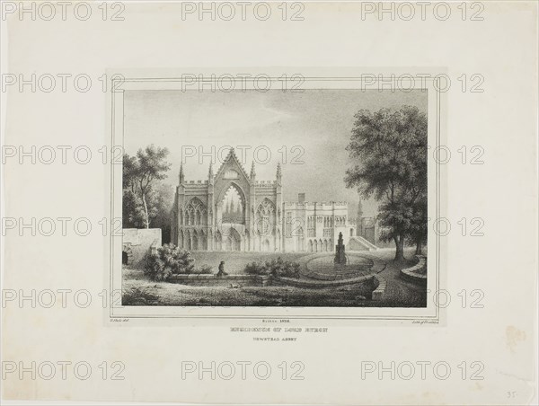 Residence of Lord Byron, 1826, Rembrandt Peale, American, 1778-1860, United States, Lithograph on ivory wove chine laid down on off-white wove paper, 160 x 224 mm (image), 192 x 252 mm (chine), 295 x 390 mm (sheet)