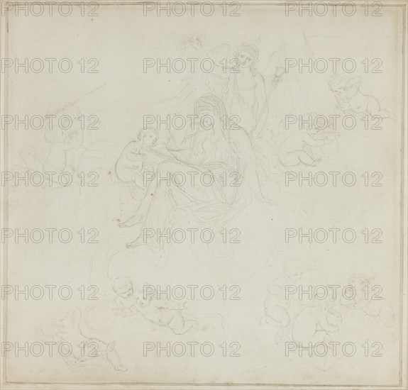 Venus with Putti, n.d., Giovanni Battista Cipriani, Italian, 1727-1785, Italy, Graphite on cream laid paper, 335 x 345 mm