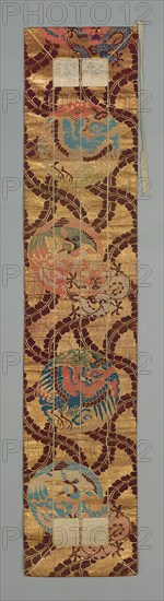 Ôhi (Stole), Late 19th century, Meiji period (1868–1912), Japan, Silk and gilt-paper strip, twill weave with secondary binding warps and supplementary patterning wefts with couched plied silk, 157.4 x 32.6 cm (62 x 12 7/8 in.)