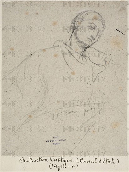 Study for Instruction Publique, c. 1873, Jules-Élie Delaunay, French, 1828-1891, France, Charcoal on off white wove paper, 257 × 210 mm