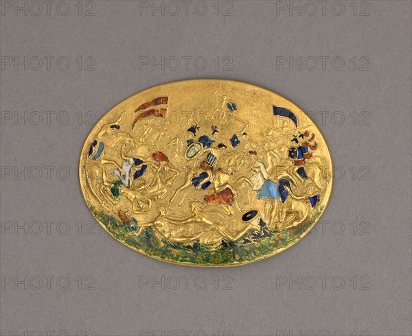 Plaque, 19th century, French (?), France, Enameled gold, 4.2 × 5.7 cm (1 5/8 × 2 1/4 in.)