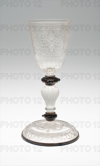 Goblet, 19th century, Austrian, Vienna, Vienna, Rock crystal, stones, and silver, H. 26.3 cm (10 1/2 in.), rim diam. 9.4 cm (3 11/16 in.), base diam. 13.4 cm (5 1/4 in.)