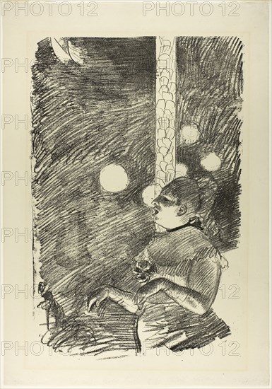 The Song of the Dog, 1876–77, Edgar Degas, French, 1834-1917, France, Transfer lithograph in crayon on cream wove paper, 355 × 235 mm (image, appro×.), 422 × 295 mm (sheet)