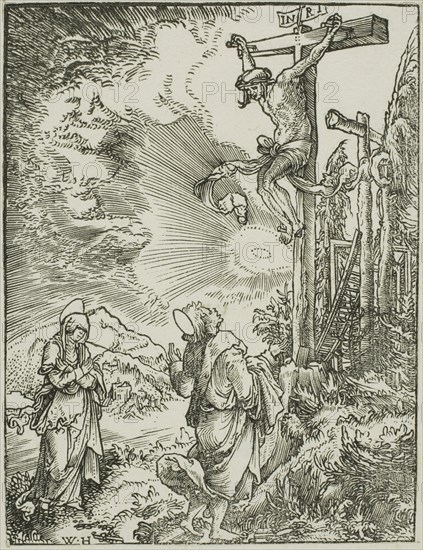The Large Crucifixion, c. 1516, Wolfgang Huber, German, 1490-1553, Germany, Woodcut in black on cream laid paper, 123 x 94 mm, Saint Mark, n.d., Cornelis Visscher, Dutch, c. 1629-1658, Holland, Engraving on ivory paper, 260 x 197 mm