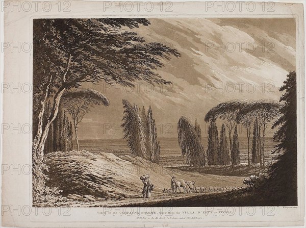 View of the Campagna of Rome, 1778, Richard Cooper II, English, born Scotland, 1740-1822, Scotland, Etching and aquatint printed in dark brown ink on ivory laid paper, 400 x 526 mm (plate), 442 x 90 mm (sheet)