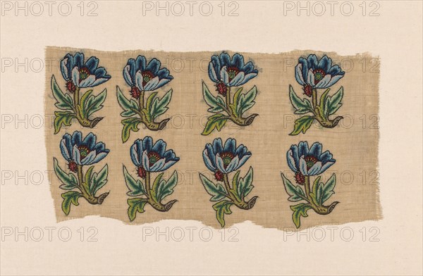 Panel of Uncut Slip Designs, 1625/75, England, Hemp, plain weave, embroidered with silk in tent stitches, 28.4 × 53.9 cm (11 1/4 × 21 1/4 in.)