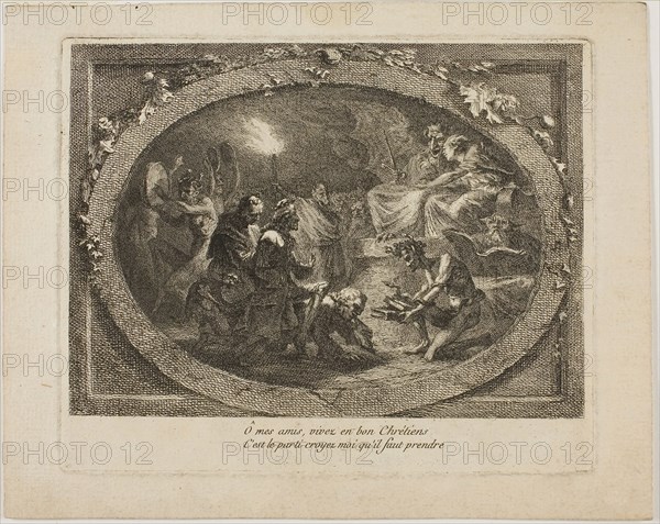 Voltaire at a Satanic Revel, c. 1770, Unknown artist, French, 18th century, France, Etching on cream laid paper, 154 × 189 mm (plate), 183 × 230 mm (sheet)