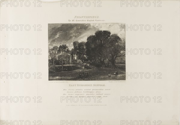 The River Stour, from Various Subjects of English Landscape Scenery, 1830, David Lucas (English, 1802-1881), after John Constable (English, 1776-1837), England, Mezzotint in black ink on heavy ivory wove paper, 232 × 240 mm (plate), 305 × 465 mm (sheet)
