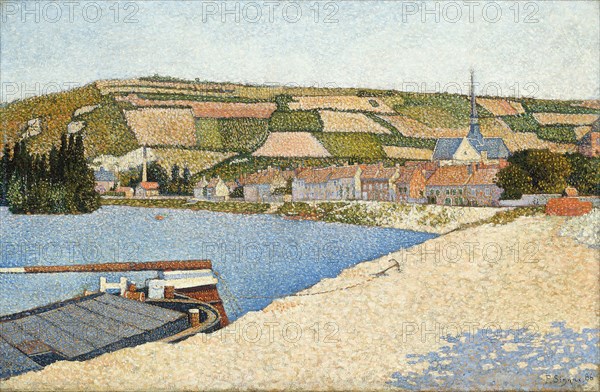 Les Andelys, Côte d’Aval, 1886, Paul Signac, French, 1863-1935, France, Oil on canvas, 23 5/8 × 36 1/4 in. (60 × 92 cm)