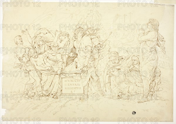 The Entombment of Christ, n.d., Andrea Mantegna, after, Italian, 1431-1506, [1465/1475], Italy, Pen and brown ink, on cream tracing paper, 318 x 415 mm (max.)