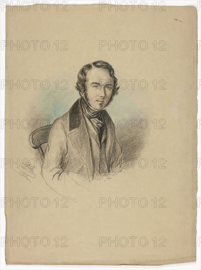 Portrait of a Man, 1846, Elizabeth Murray, English, c. 1815-1882, England, Graphite with colored pencil and traces of white gouache on brown wove paper, 383 mm × 281 mm
