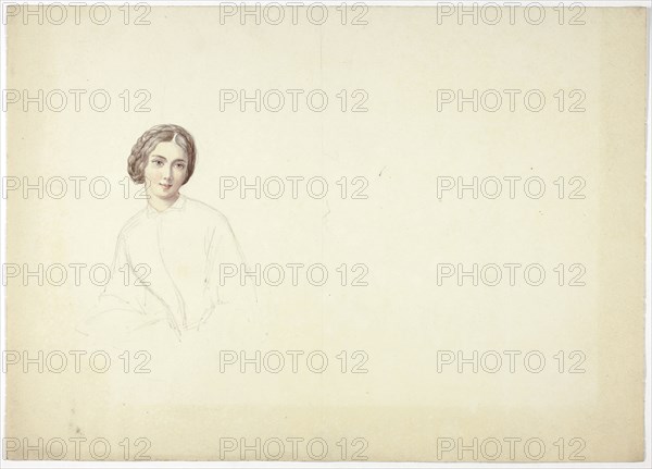 Study for Female Portrait, n.d., Elizabeth Murray, English, c. 1815-1882, England, Watercolor over graphite on cream wove paper, 258 mm × 362 mm