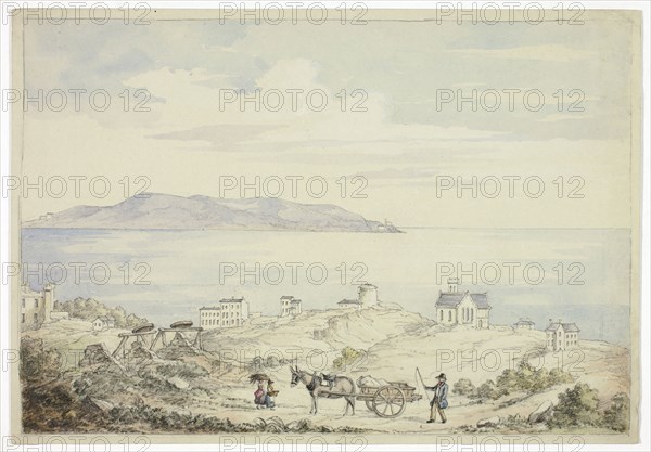 View of Dalkey from the Road, November 1843, Elizabeth Murray, English, c. 1815-1882, England, Watercolor with traces of white gouache over graphite on gray wove paper, 176 mm × 254 mm