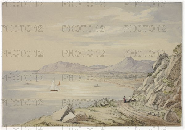 Val of Shanganagh, Killiney, August 1843, Elizabeth Murray, English, c. 1815-1882, England, Watercolor and white gouache over graphite on gray wove paper, 176 mm × 254 mm, The Stays, plate one from Progress of the Toilet, published February 26, 1810, James Gillray (English, 1756-1815), published by Hannah Humphrey (English, c. 1745-1818), England, Hand-colored etching on cream wove paper, 257 × 215 mm (image), 280 × 223 mm (plate), 300 × 255 mm (sheet)