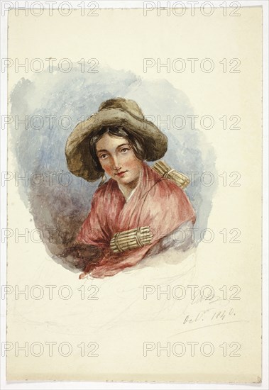 Portrait of Peasant Woman, October 1840, Elizabeth Murray, English, c. 1815-1882, England, Watercolor over graphite on cream wove paper, 259 mm × 176 mm