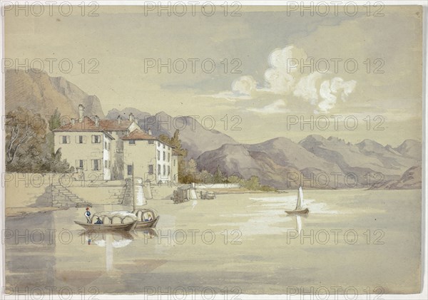 Majolica, Lake Como, September 1841, Elizabeth Murray, English, c. 1815-1882, England, Watercolor and white gouache over graphite on gray wove paper, 187 mm × 270 mm