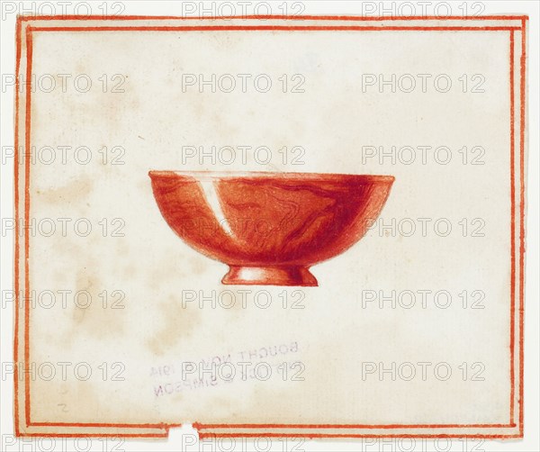 Red Marble Bowl, n.d., Giuseppe Grisoni, Italian, born Flanders, 1699-1769, Flanders, Gouache over traces of black chalk on ivory laid paper, 81 × 97 mm
