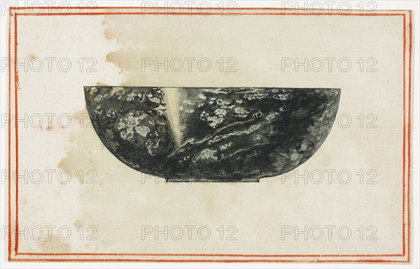Black Marble Bowl, n.d., Giuseppe Grisoni, Italian, born Flanders, 1699-1769, Flanders, Black gouache on ivory laid paper, 93 × 149 mm