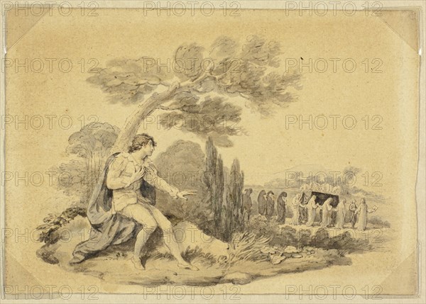 Each Moment Has Its Sickle, n.d., Charles Reuben Ryley, English, c. 1752-1798, England, Watercolor on tan wove paper, 84 × 121 mm