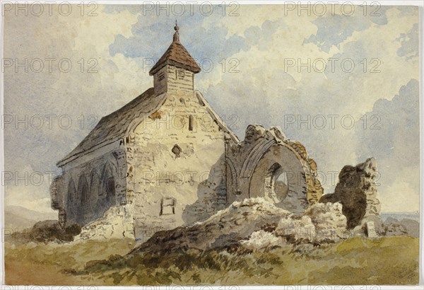 Chapel Ruins, 1872, Charles John Hills, English, active 18th-19th centuries, England, Watercolor, over traces of graphite, on ivory wove paper, 197 × 291 mm