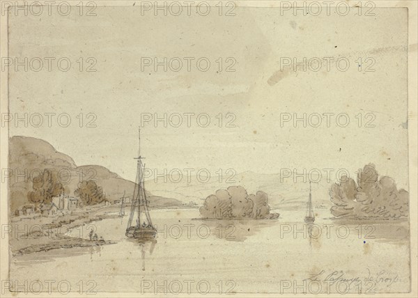 Landscape, n.d., William Henry Stothard Scott of Brighton (English, 1783-1850), or Joseph Powell (English, 1780-1834), or an unknown artist (British, 19th century), England, Brush and brown wash, with graphite, on ivory wove paper, tipped onto cream card, 135 × 190 mm