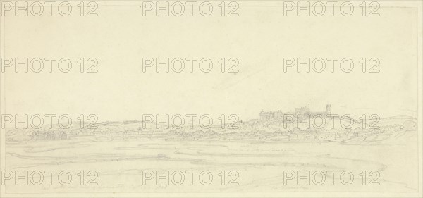 East North East View of Lancaster, 1808, Joseph Farington, English, 1747-1821, England, Graphite on ivory wove paper, laid down on ivory wove paper, 165 × 365 mm