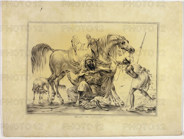 Arab of the Desert, 1819, Mary Trevor, British, active early 19th century, United Kingdom, Black crayon, with graphite, on cream wove paper, 278 x 365 mm