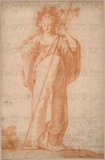 The Cuman Sibyl, c. 1630, Claude Vignon, French, 1593-1670, France, Sanguine and black chalk on paper, 320 × 219 mm