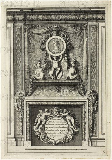 Chimneys in the Italian Manner, c. 1665, Jean Le Pautre, French, 1618-1682, France, Etching on ivory laid paper, 215 × 149 mm (plate), 224 × 155 mm (sheet)