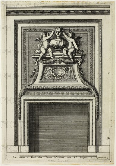 Chimneys in the Italian Manner, n.d., Jean Le Pautre, French, 1618-1682, France, Etching on ivory laid paper, 215 × 149 mm (plate), 224 × 155 mm (sheet)