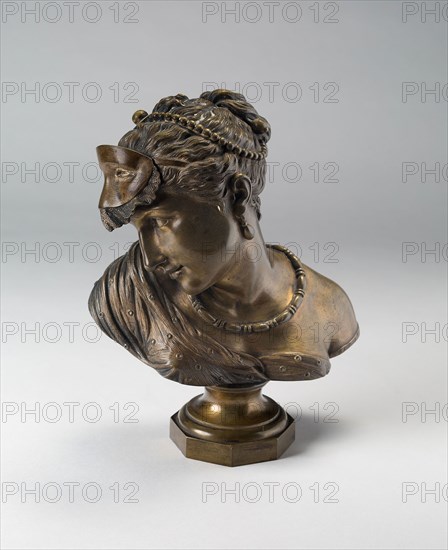 Mascarade, 1857, Jan Jozeph Jaquet, Belgian, 1822—1898, Belgium, Bronze, thin brown patina, H. 21.8 cm (8 9/16 in.)