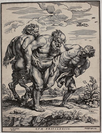 The Drunken Silenus, c. 1635, Christoffel Jegher (Flemish, 1596-1652/53), after Peter Paul Rubens (Flemish, 1577-1640), Germany, Woodcut on ivory laid paper, 445 x 339 mm