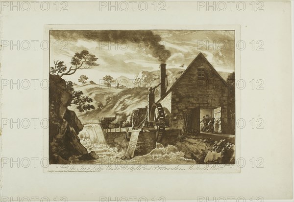 The Iron Forge between Dolgelli and Barmouth in Merioneth Shire, 1776, Paul Sandby, English, 1731-1809, England, Etching and aquatint in sanguine ink on ivory laid paper, 239 × 315 mm (plate), 320 × 463 mm (sheet)